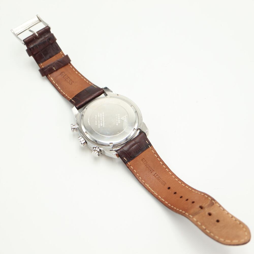 Guess Two Tone Split Second Chronograph 46mm Watch Brown Leather w New Battery - Picture 15 of 16